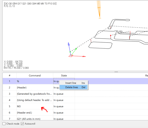 Candle1.1.7でGコードを編集。